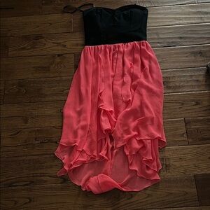 Black and Pink Strapless Dress